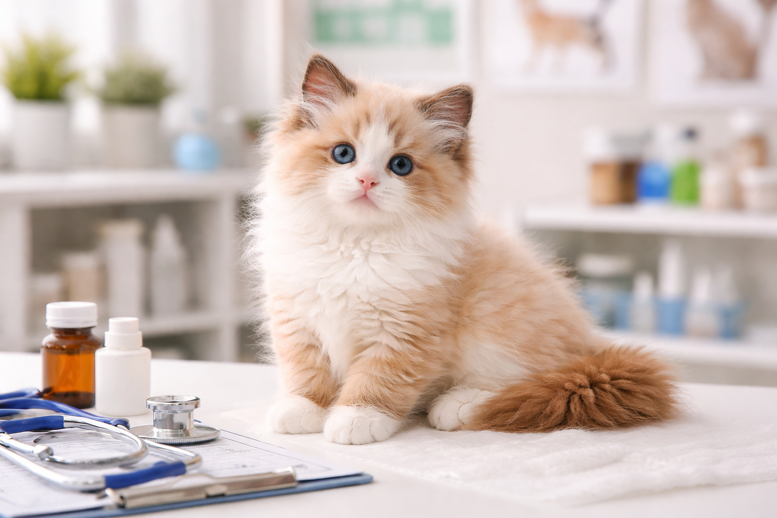 kotek w klinice weterynaryjnej